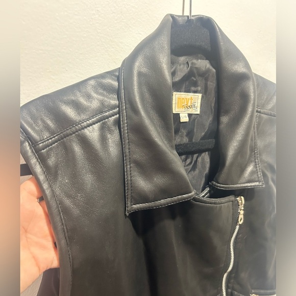 NEXT ISSUE size Large faux black leather biker jacket side zip, silver hardware - Picture 3 of 10